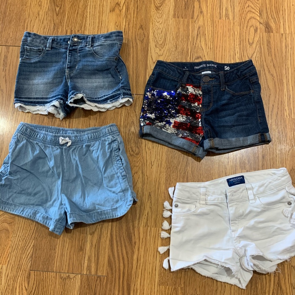 4 pair girls shorts size 8